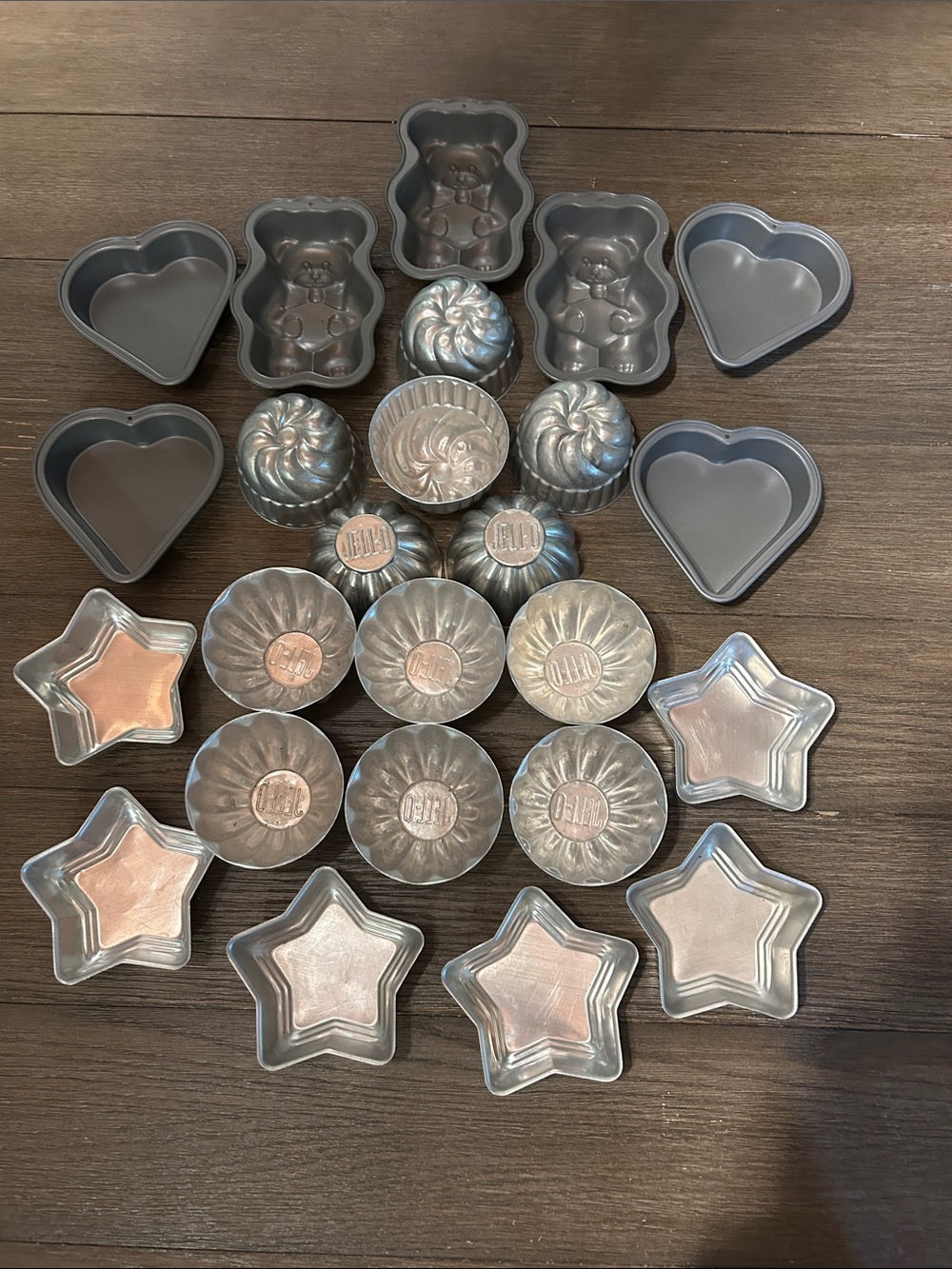 Mini cake jell-0 jello bundt teddy bear star heart molds vintage and newer 25 pc